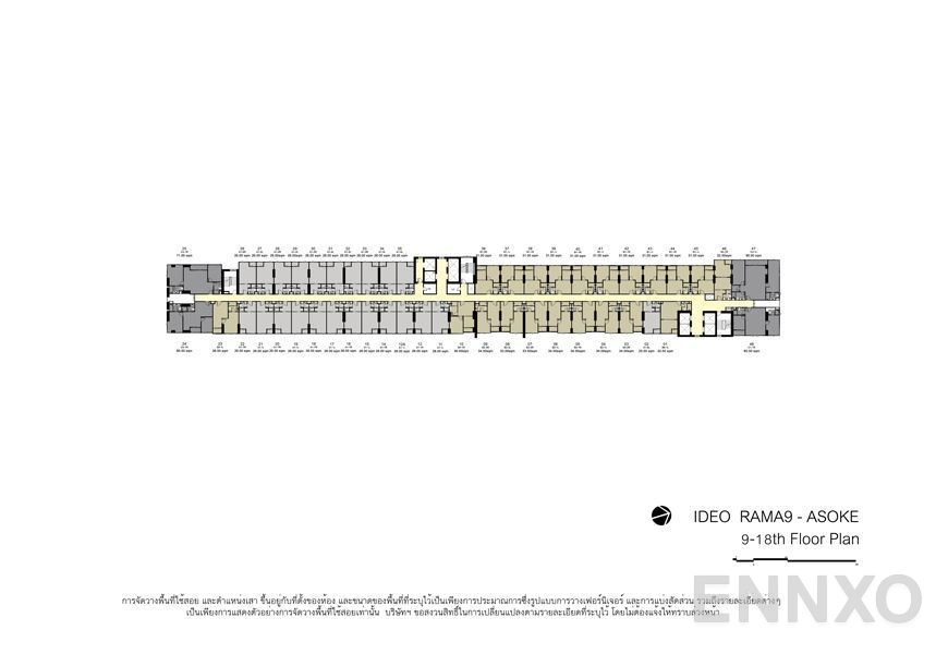 แปลนชั้น Floor 9-18th ของโครงการ Ideo Rama 9 - Asoke