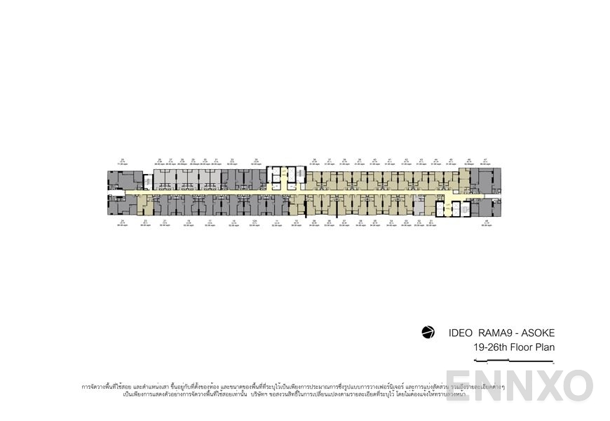 แปลนชั้น Floor 19-26th ของโครงการ Ideo Rama 9 - Asoke