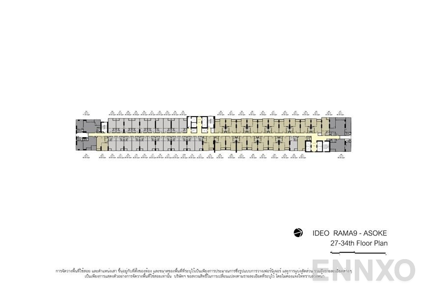 แปลนชั้น Floor 27-34th ของโครงการ Ideo Rama 9 - Asoke