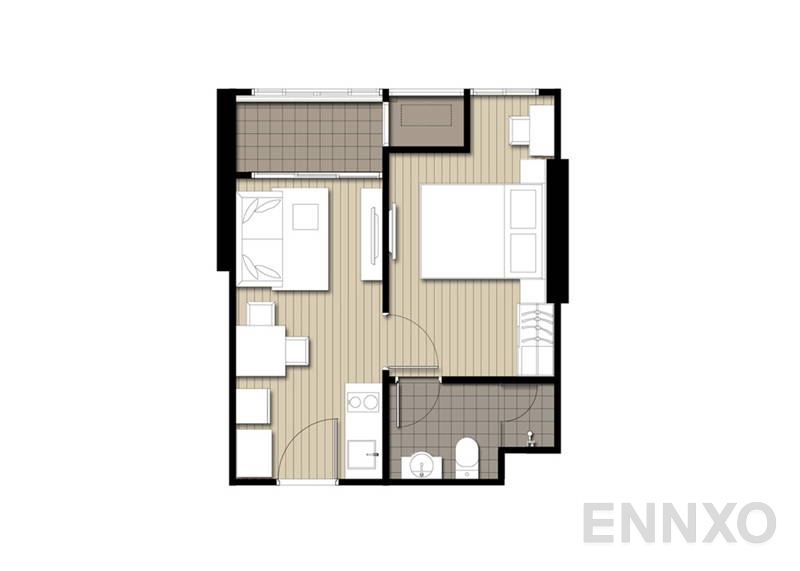 รูปแปลนห้อง 1 Bedroom ของโครงการ ไอดีโอ สาทร-ท่าพระ