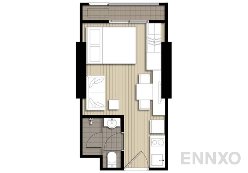 รูปแปลนห้อง Studio โครงการ ไอดีโอ วุฒากาศ