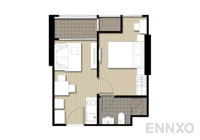 รูปแปลนห้อง 1 Bedroom ของโครงการ ไอดีโอ วุฒากาศ