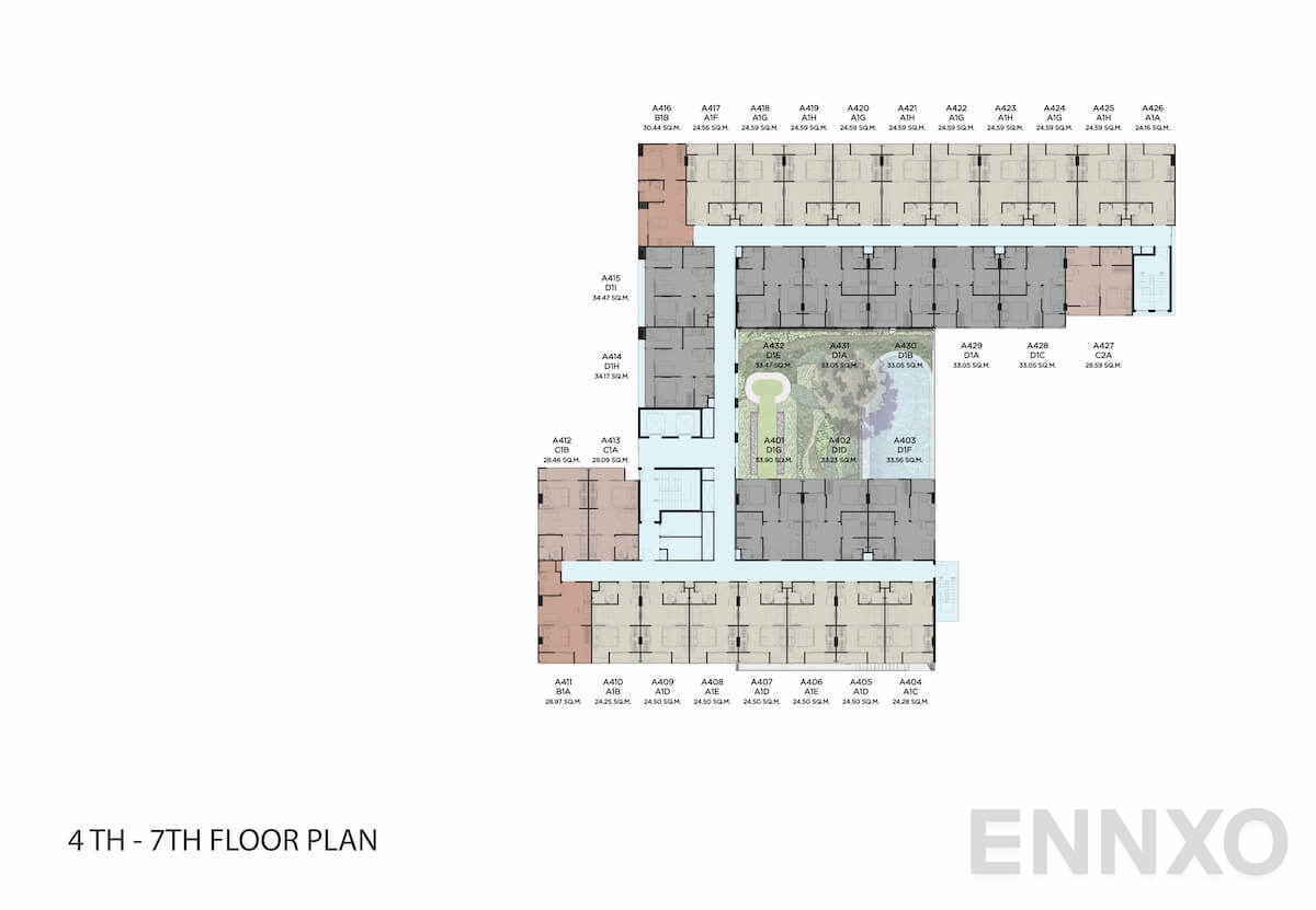 แปลนชั้น 4th - 7th Floor ของโครงการ IVORY Ratchada 32