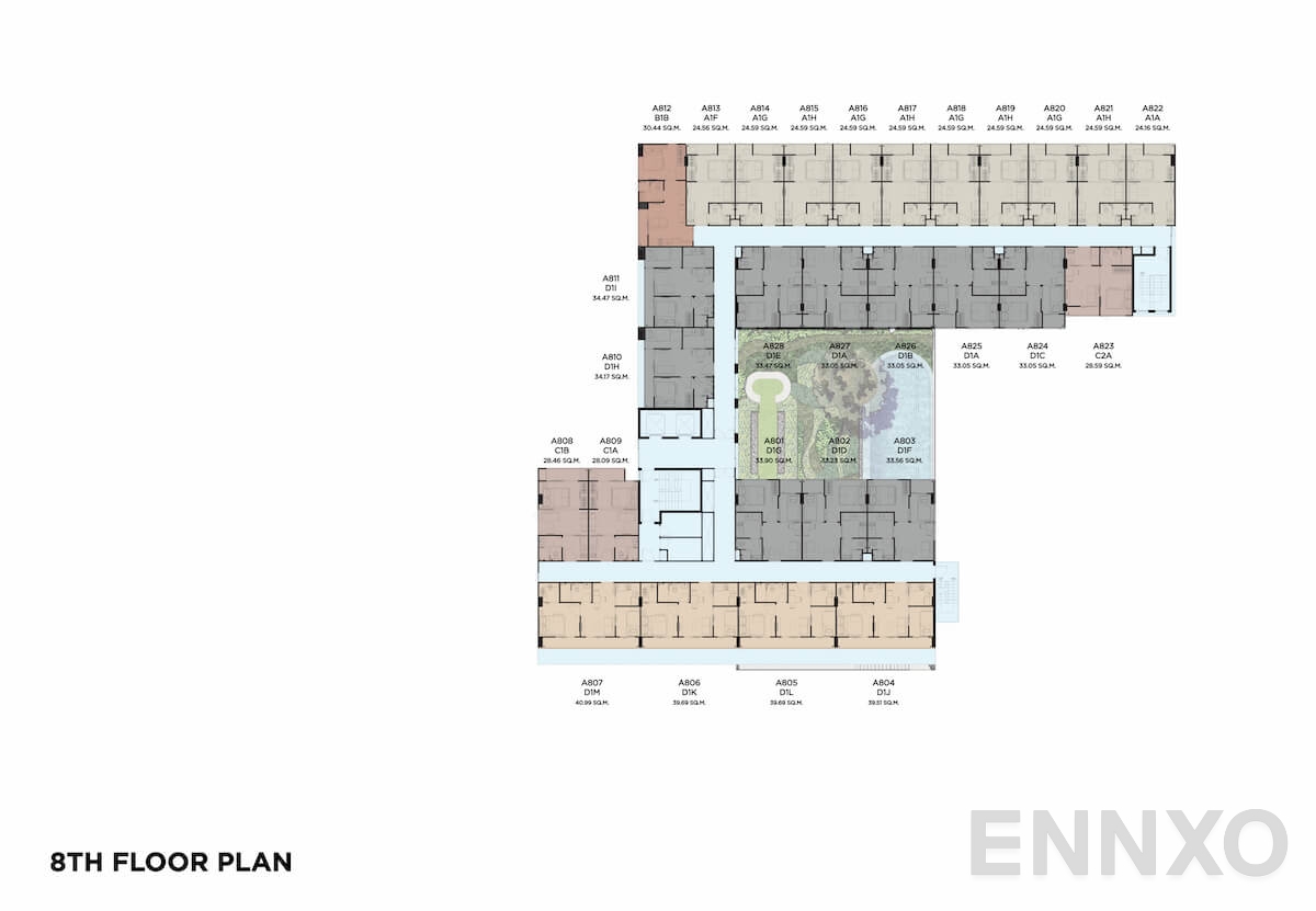 แปลนชั้น 8th Floor ของโครงการ IVORY Ratchada 32