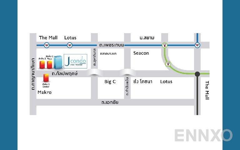 ภาพแผนที่แสดงที่ตั้งโครงการ J Condo Sathorn - Kallaprapruk และสถานที่โดยรอบ