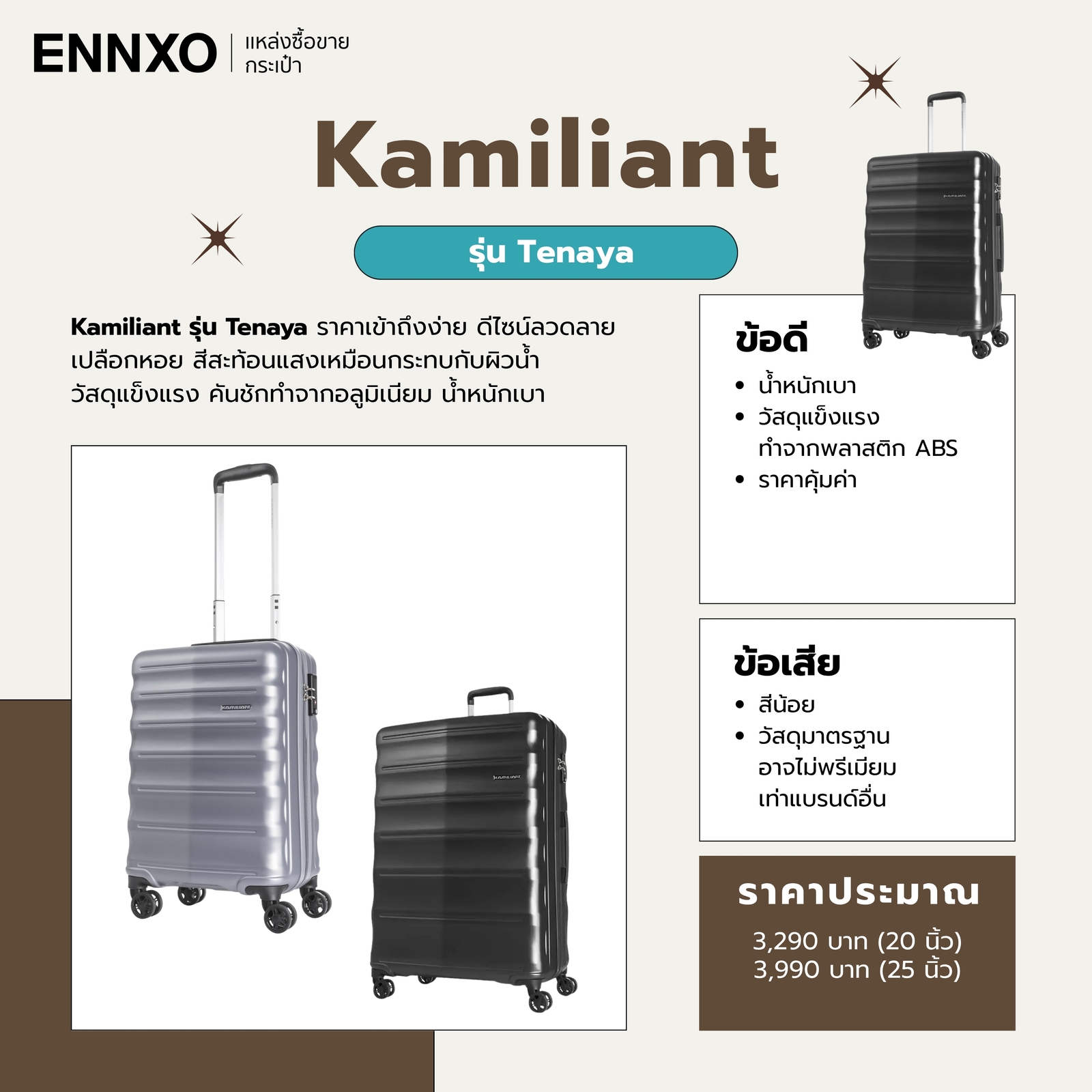 รายละเอียดกระเป๋าเดินทาง Kamiliant รุ่น Tenaya