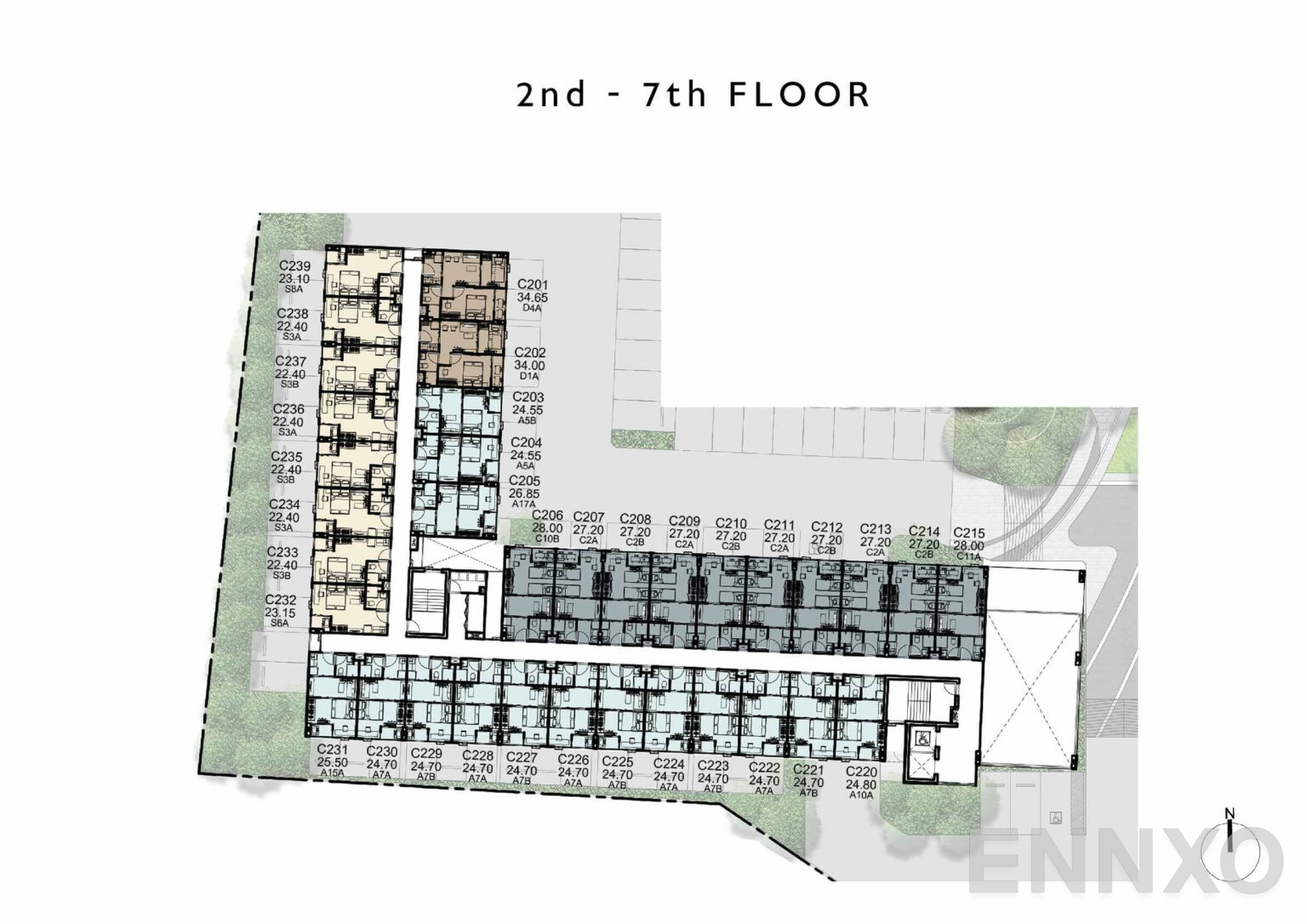 แปลนชั้น 2nd - 7th Floor ของโครงการ เคฟ เอวา