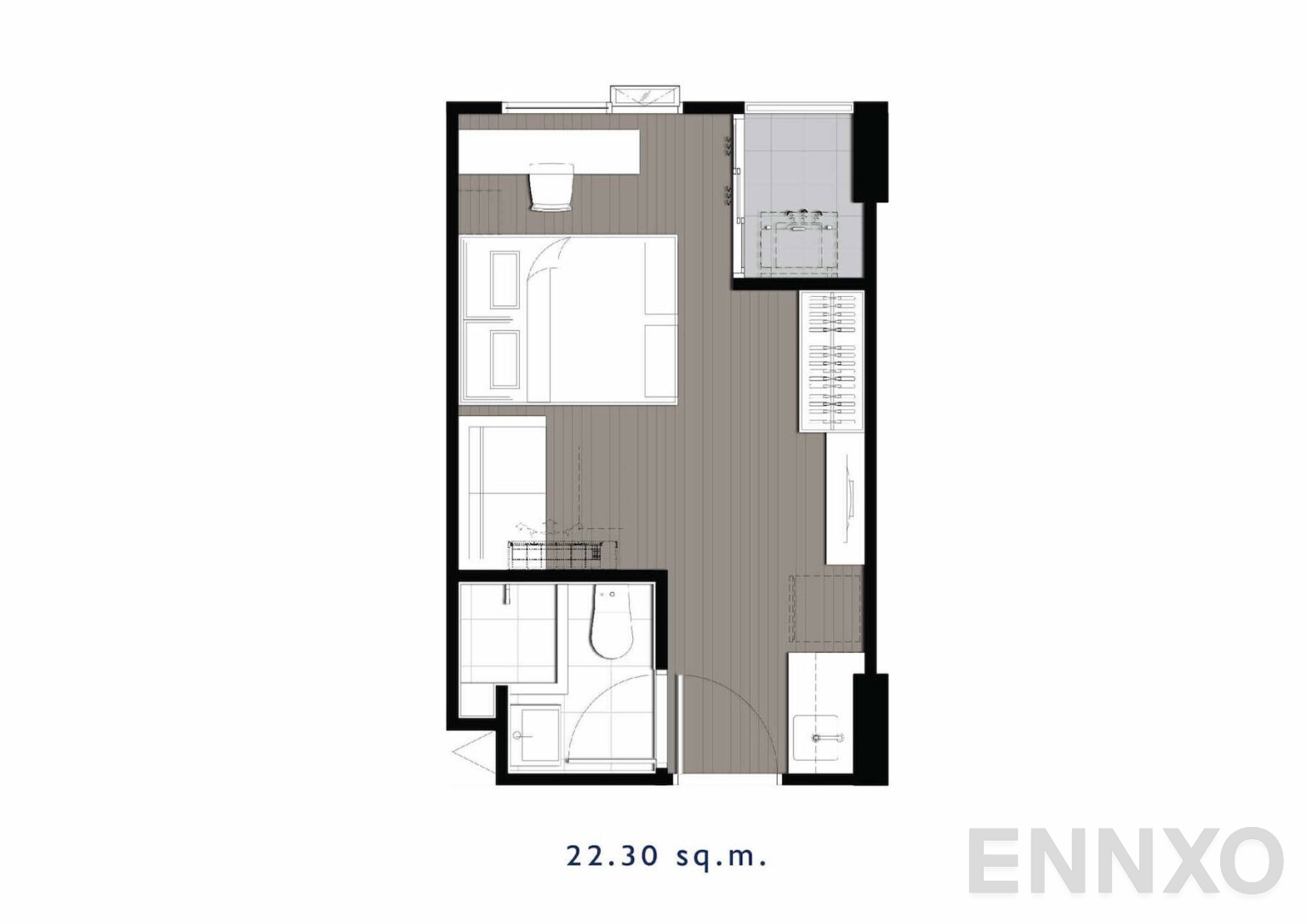 รูปแปลนห้อง S2B 22.30 SQ.M. ของโครงการ เคฟ เอวา