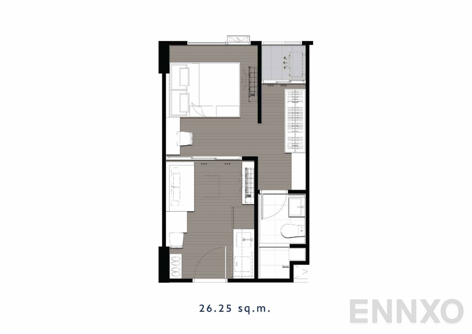 รูปแปลนห้อง B2A 26.25 SQ.M. ของโครงการ เคฟ เอวา
