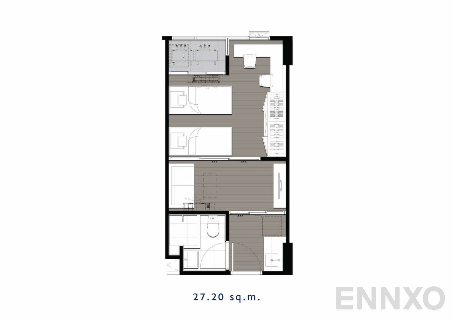 รูปแปลนห้อง C2A 27.20 SQ.M. ของโครงการ เคฟ เอวา