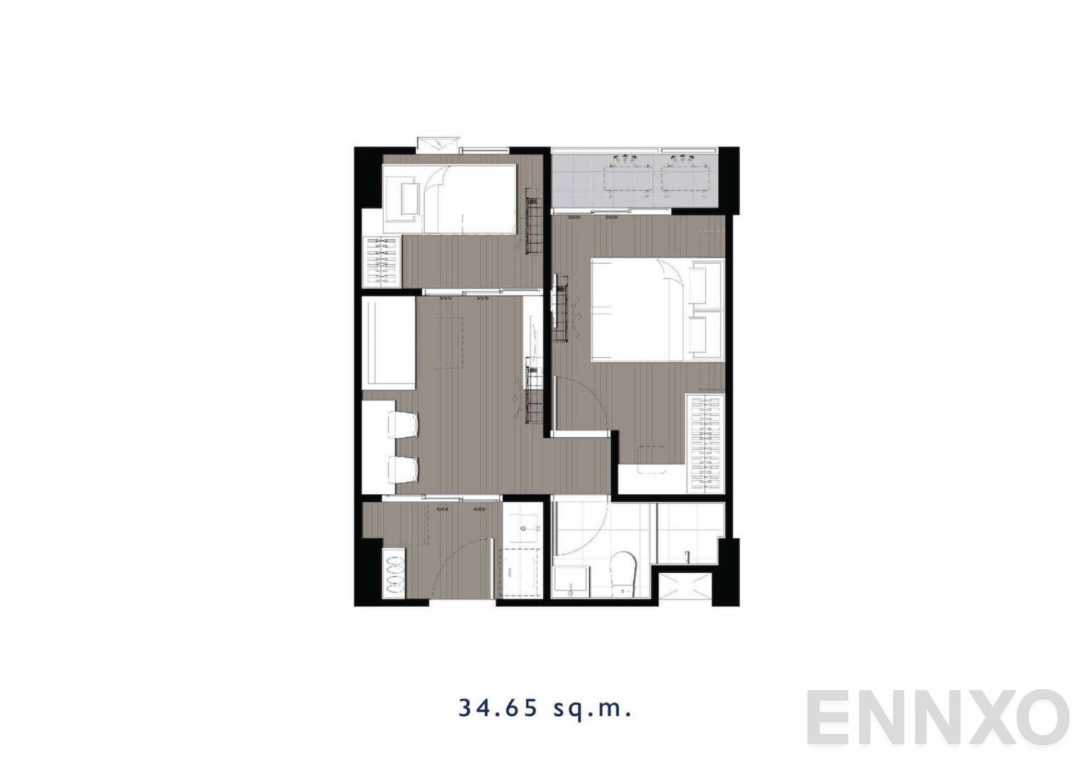 รูปแปลนห้อง D4A 34.65 SQ.M. ของโครงการ เคฟ เอวา