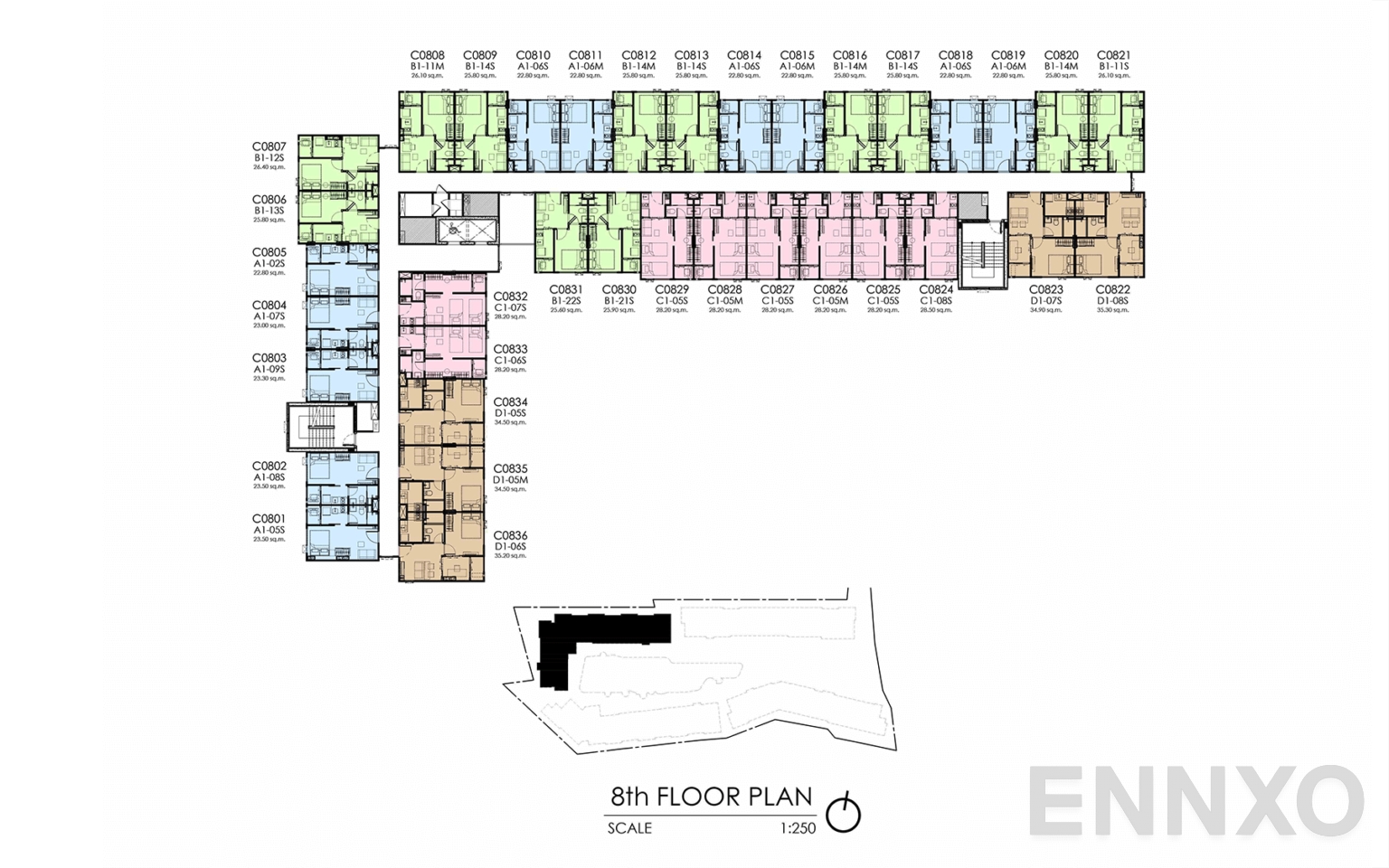 แปลนชั้น 8th Floor ของโครงการ เคฟ โคโค่ บางแสน