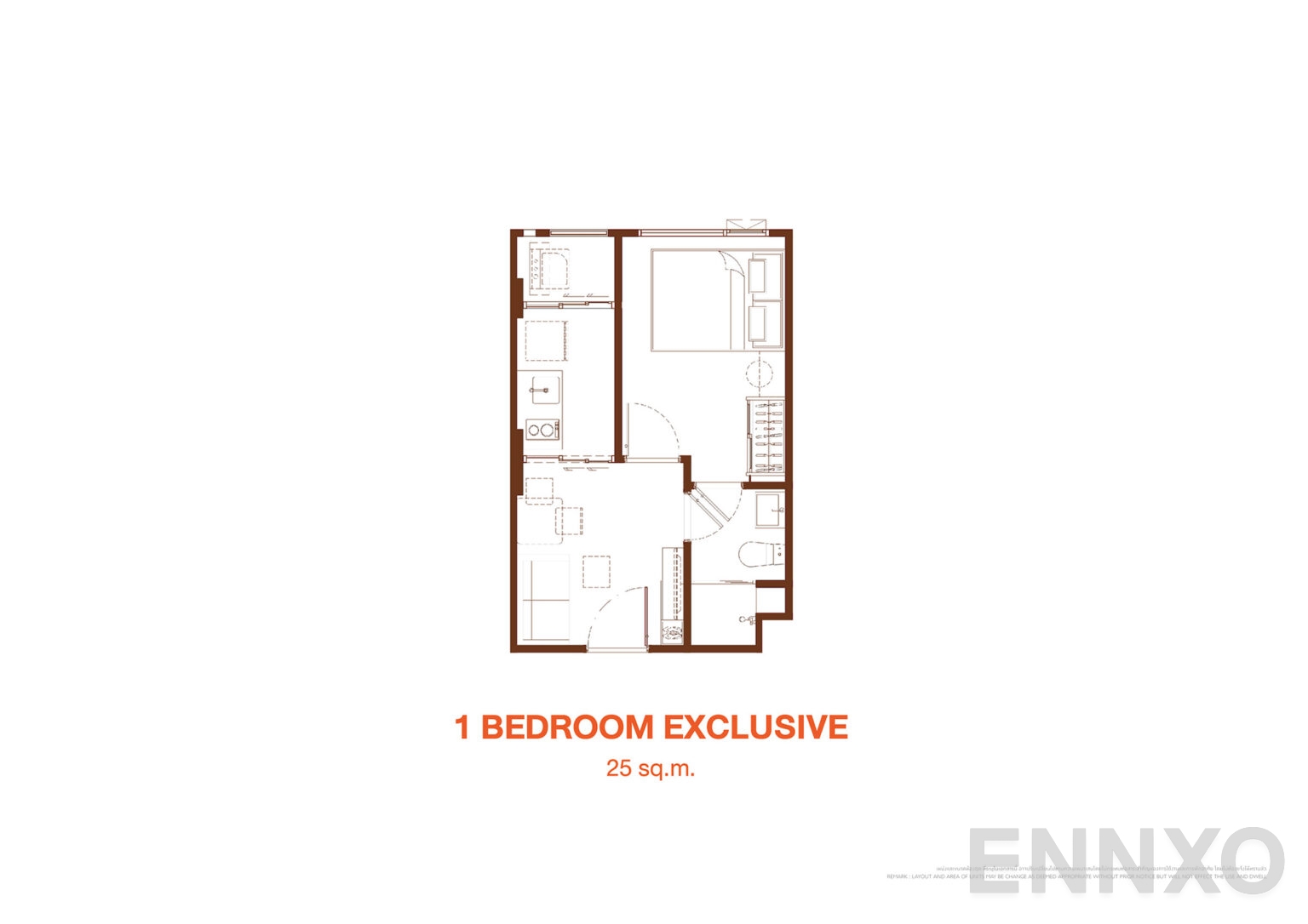 รูปแปลนห้อง 1 Bedroom Exclusive 25.00 SQ.M. ของโครงการ เคฟ โคโค่ บางแสน