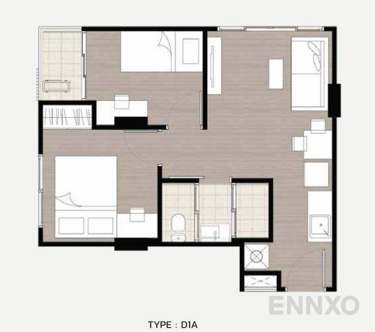 รูปแปลนห้อง 1 Bedroom plus ของโครงการ เคฟ คอนโด