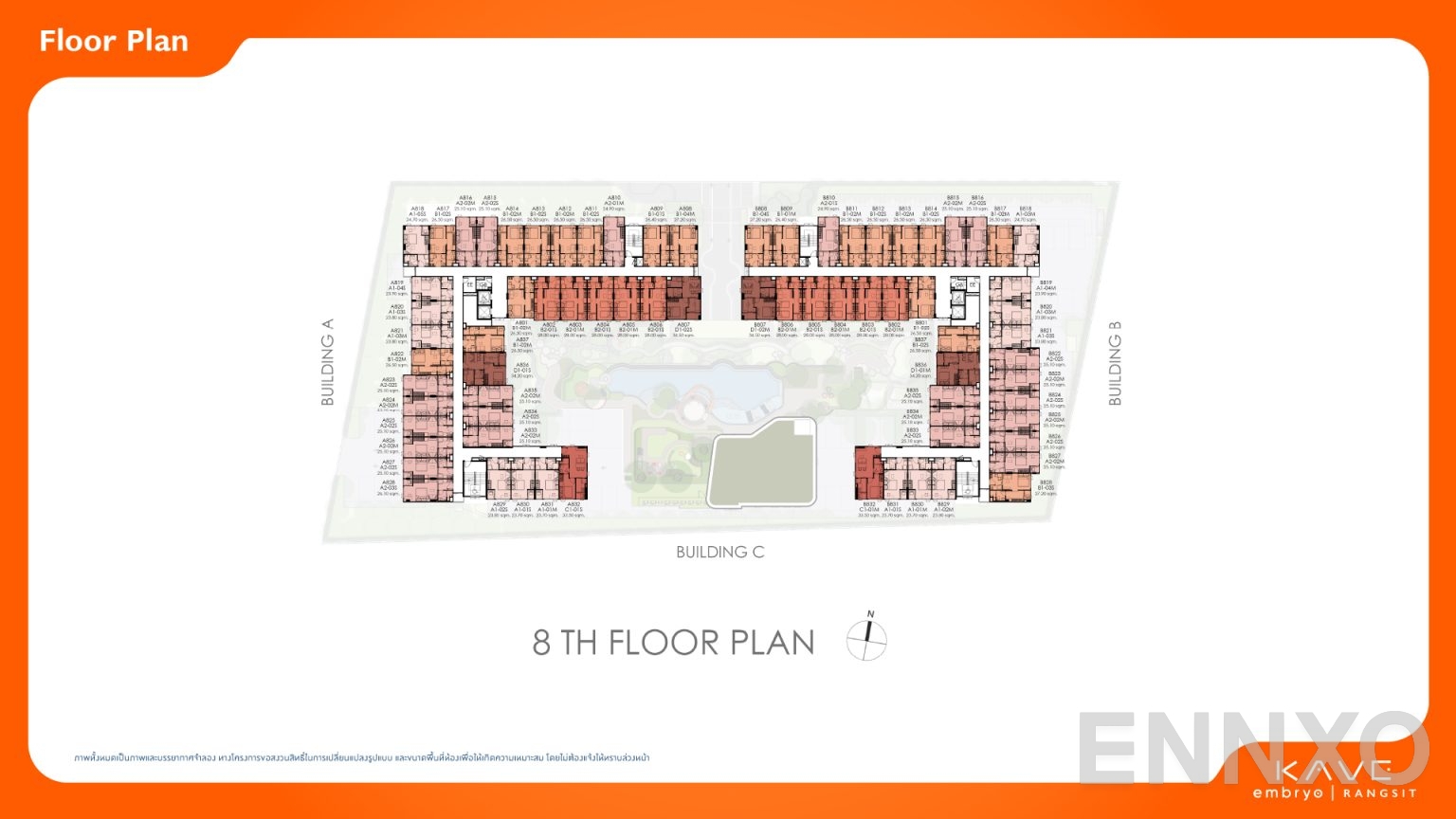 แปลนชั้น 8th Floor ของโครงการ KAVE Embryo Rangsit