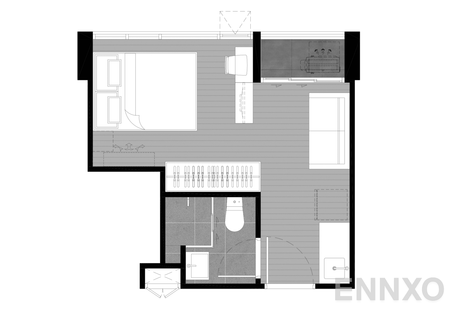 รูปแปลนห้อง S1E 21.50 SQ.M. ของโครงการ Kave Mutant Salaya