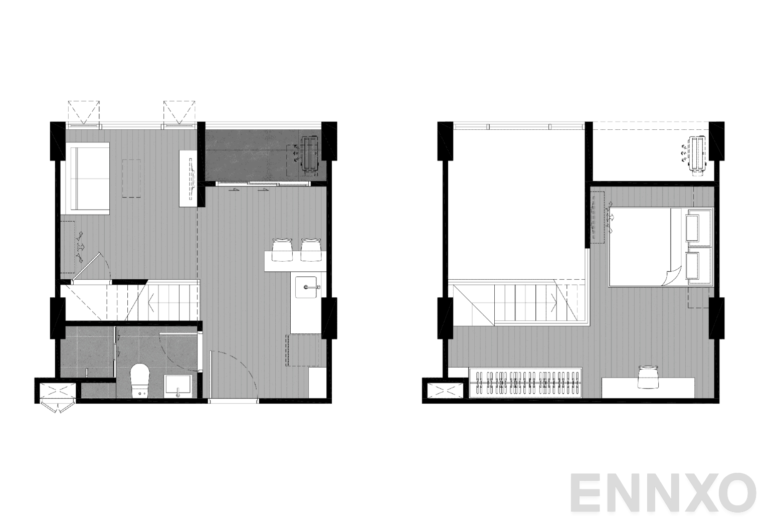 รูปแปลนห้อง B1K VS 27.18 (+14.76) SQ.M. ของโครงการ Kave Mutant Salaya