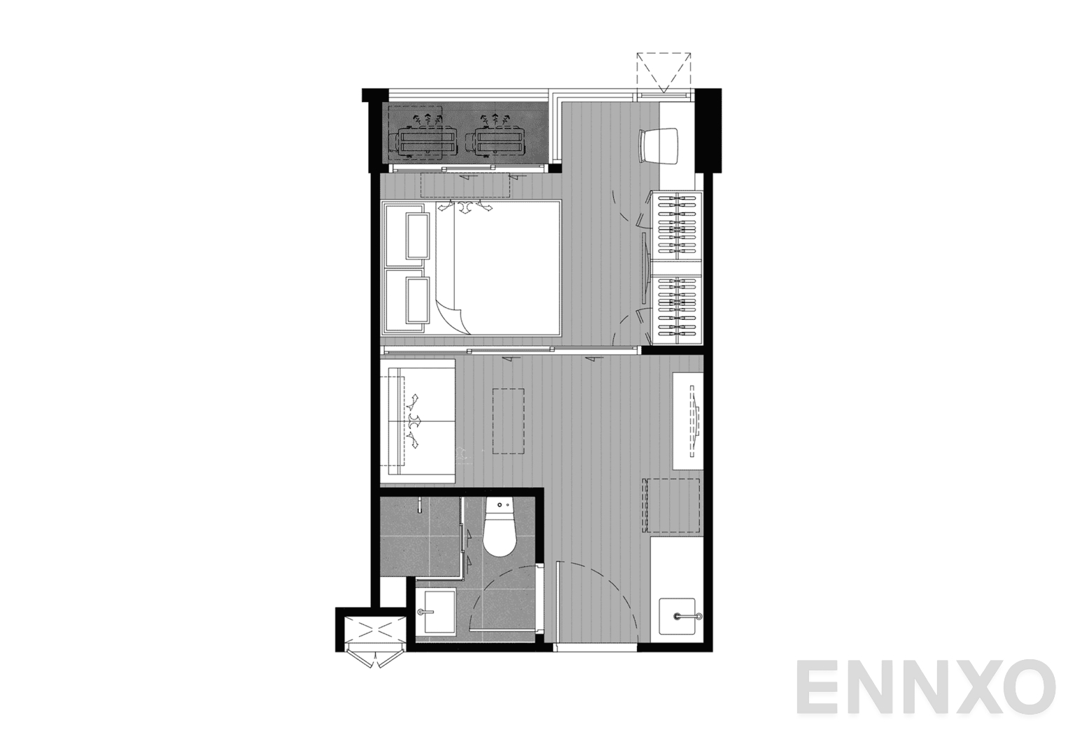 รูปแปลนห้อง A1C 22.90 SQ.M. ของโครงการ Kave Mutant Salaya