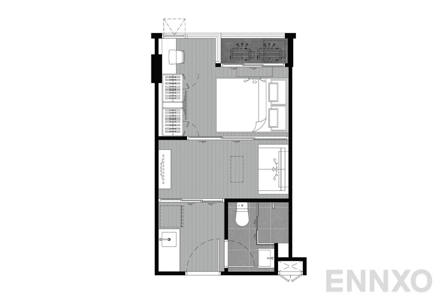 รูปแปลนห้อง C1A 24.59 SQ.M. ของโครงการ Kave Mutant Salaya