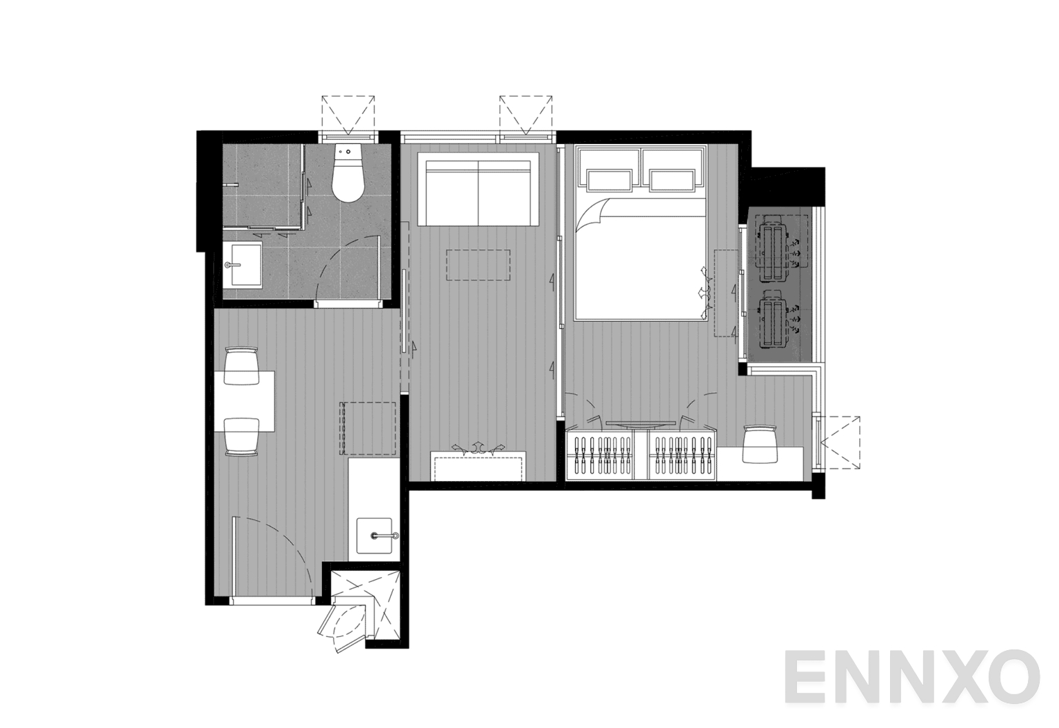 รูปแปลนห้อง C1E 29.33 SQ.M. ของโครงการ Kave Mutant Salaya
