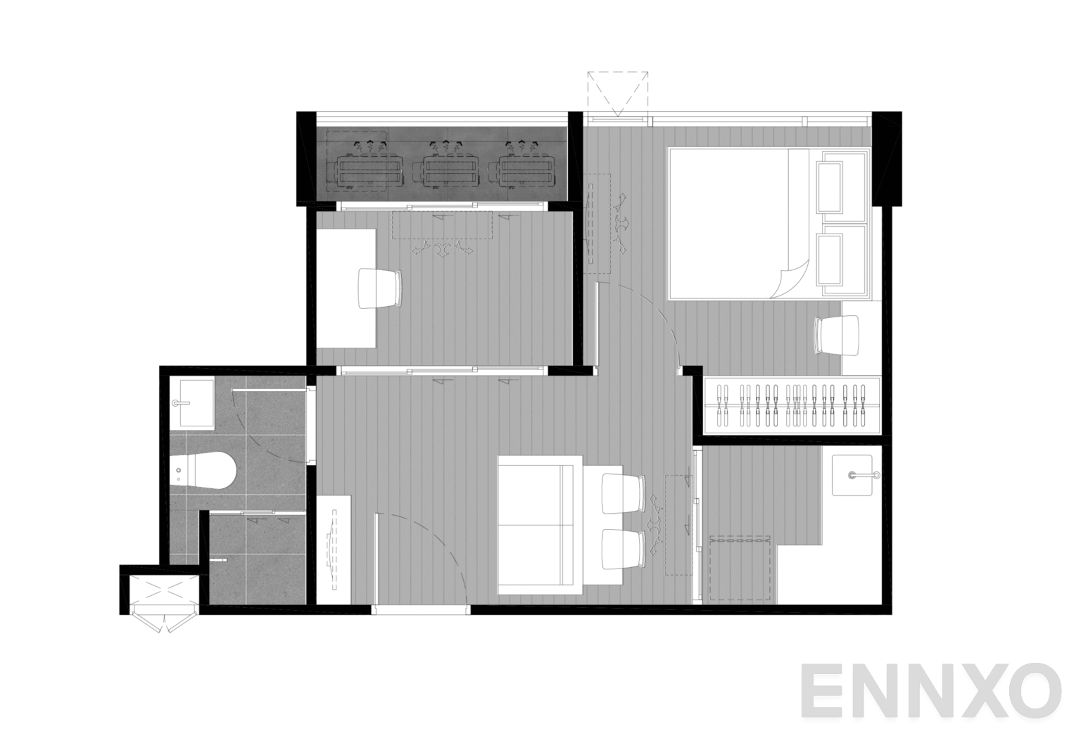 รูปแปลนห้อง D1A 31.27 SQ.M. ของโครงการ Kave Mutant Salaya