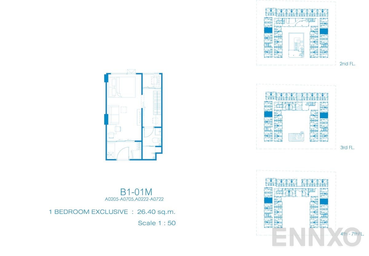 รูปแปลนห้อง B1-01M ของโครงการ Kave Pop Salaya
