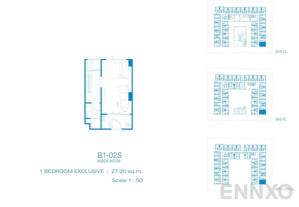 รูปแปลนห้อง B1-02S ของโครงการ Kave Pop Salaya