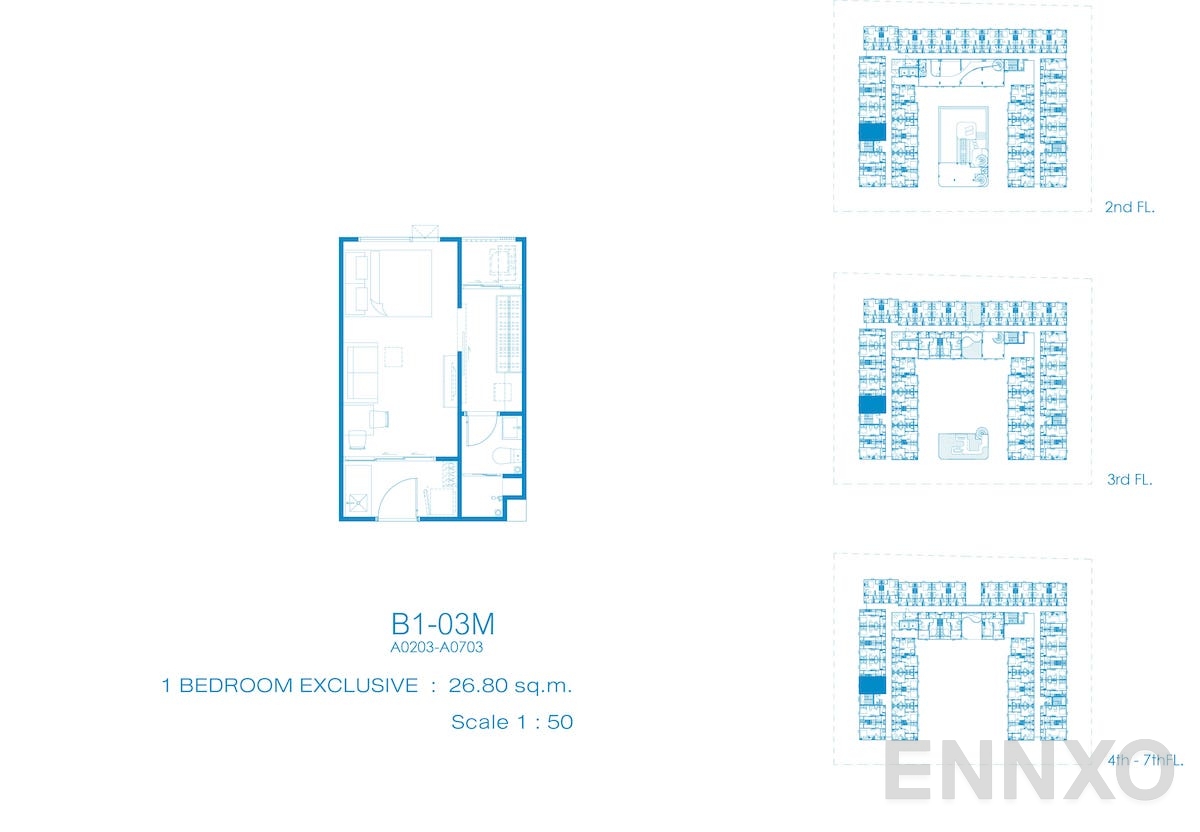 รูปแปลนห้อง B1-03M ของโครงการ Kave Pop Salaya