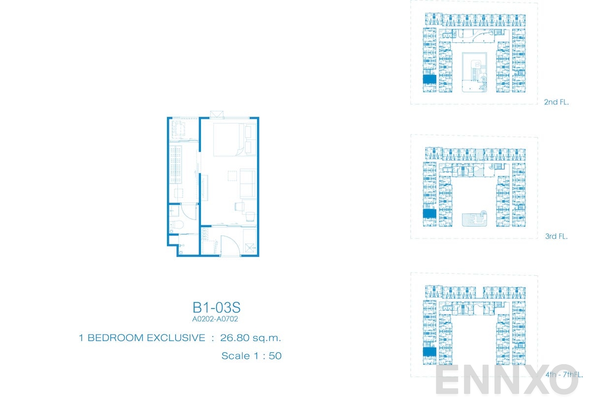 รูปแปลนห้อง B1-03S ของโครงการ Kave Pop Salaya