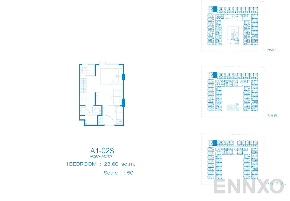 รูปแปลนห้อง A1-02S ของโครงการ Kave Pop Salaya