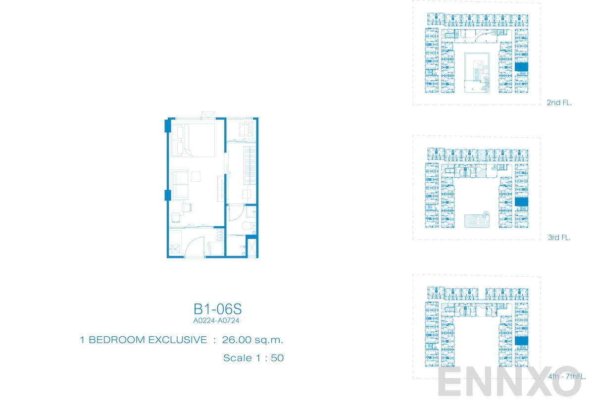 รูปแปลนห้อง B1-06S ของโครงการ Kave Pop Salaya
