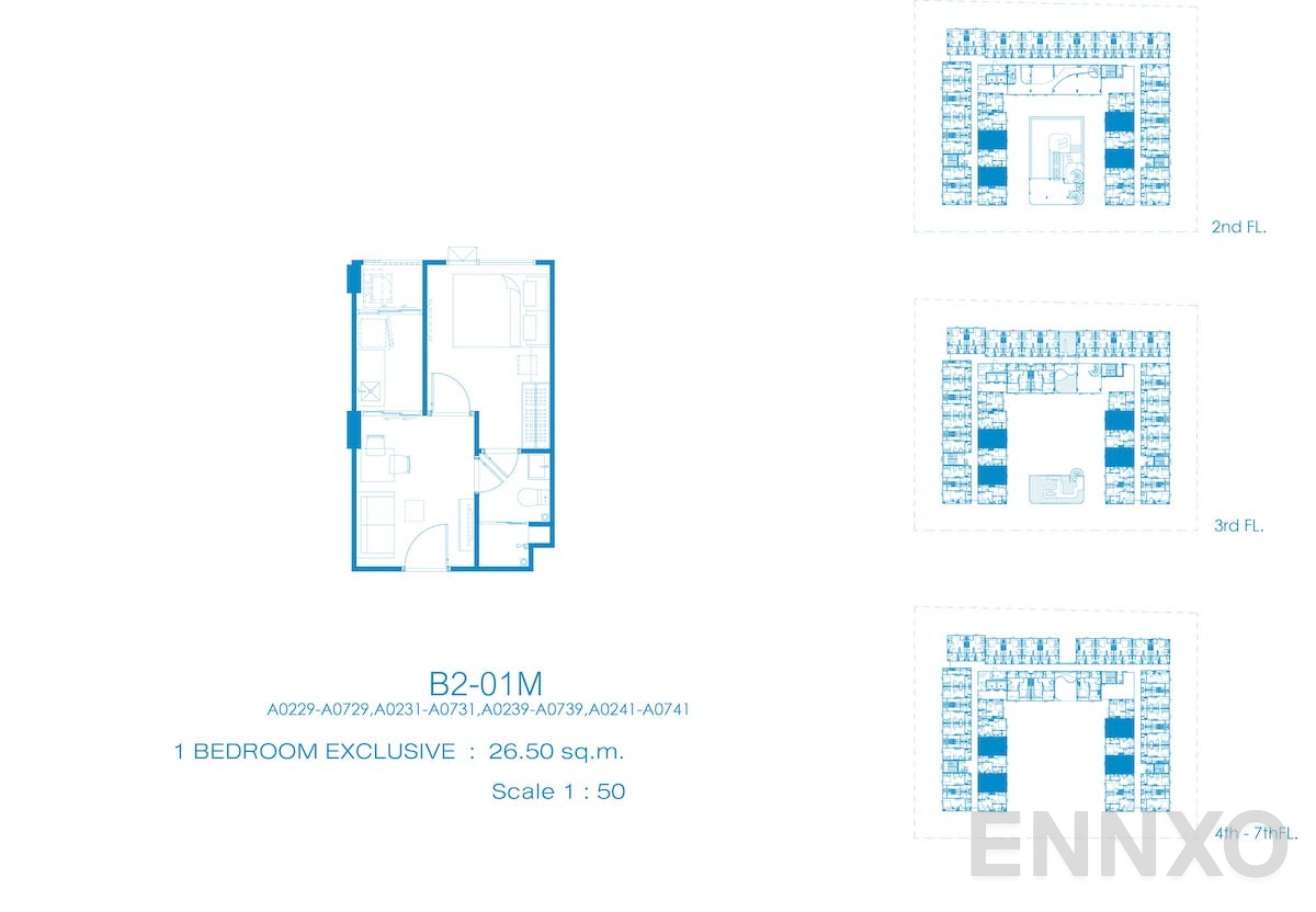 รูปแปลนห้อง B2-01M ของโครงการ Kave Pop Salaya