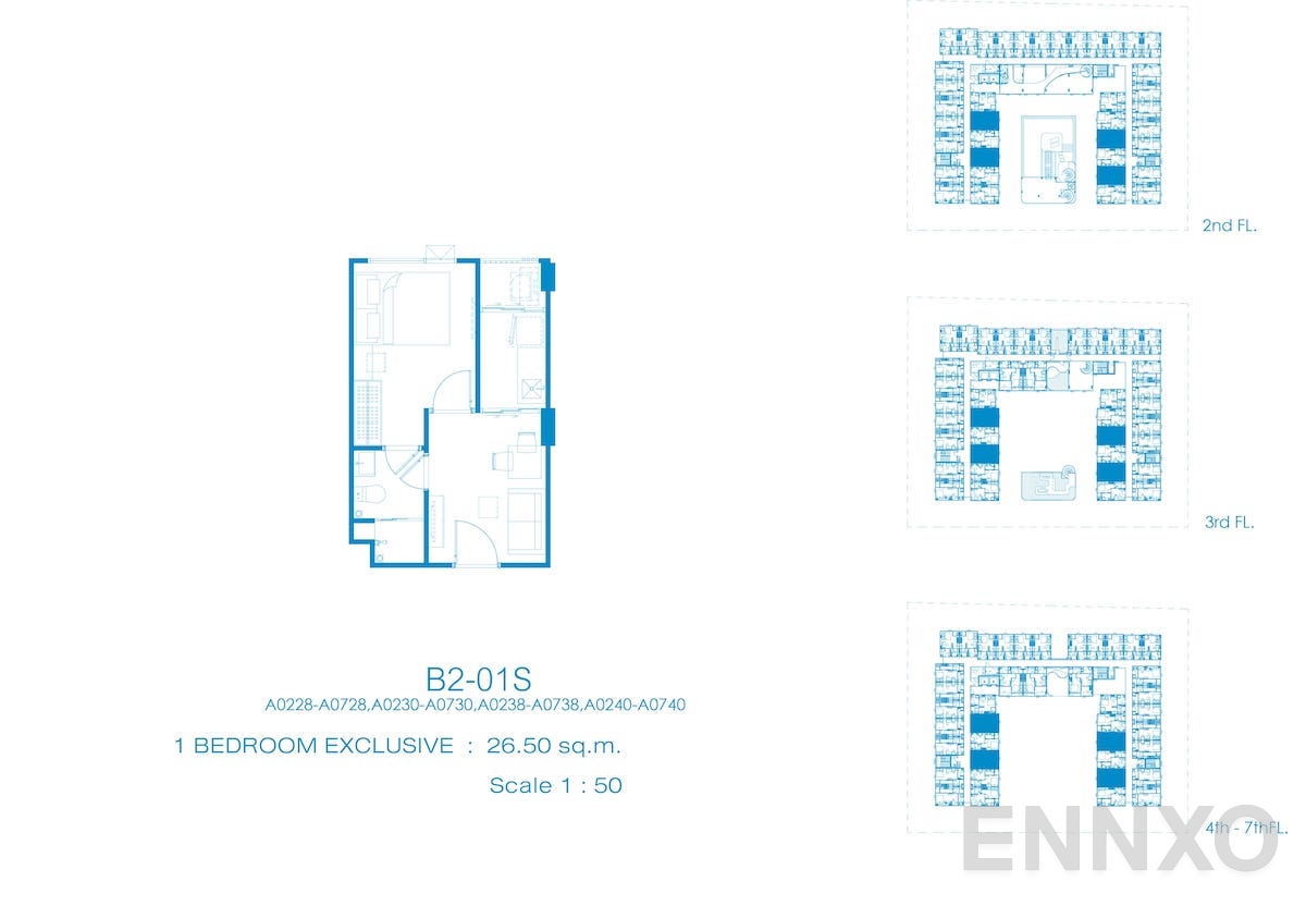 รูปแปลนห้อง B2-01S ของโครงการ Kave Pop Salaya