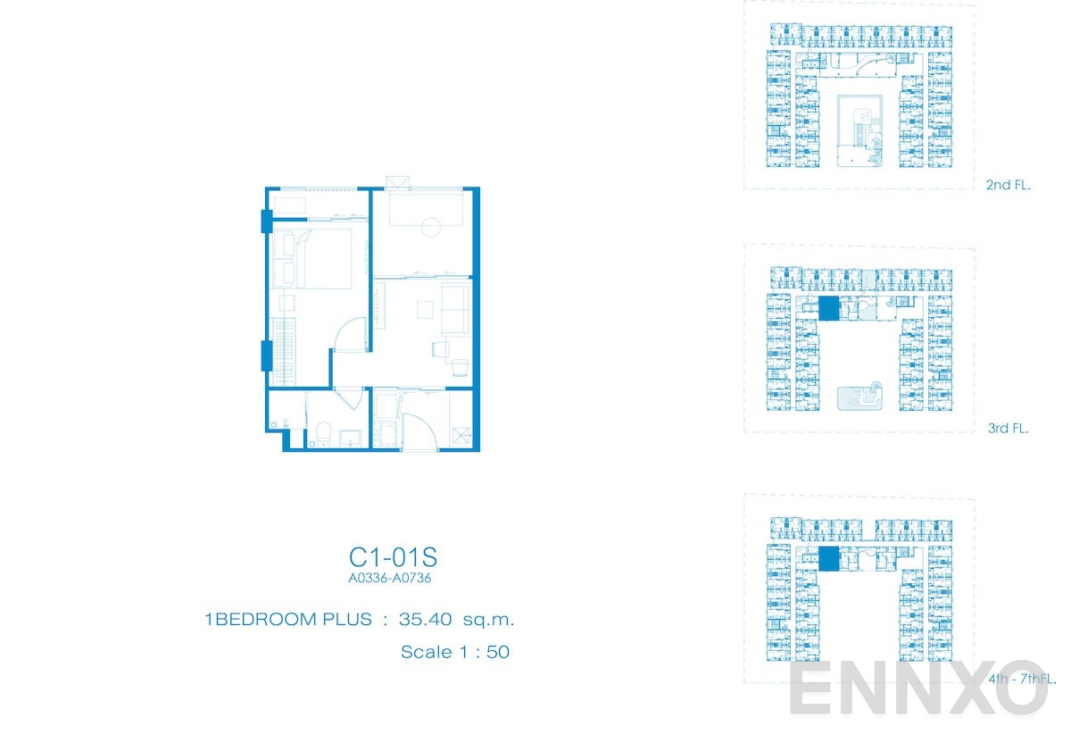 รูปแปลนห้อง C1-01S ของโครงการ Kave Pop Salaya