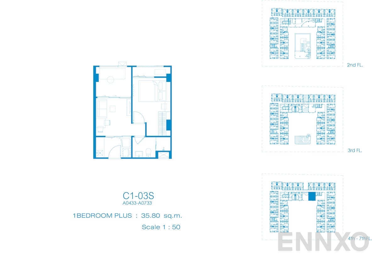 รูปแปลนห้อง C1-03S ของโครงการ Kave Pop Salaya