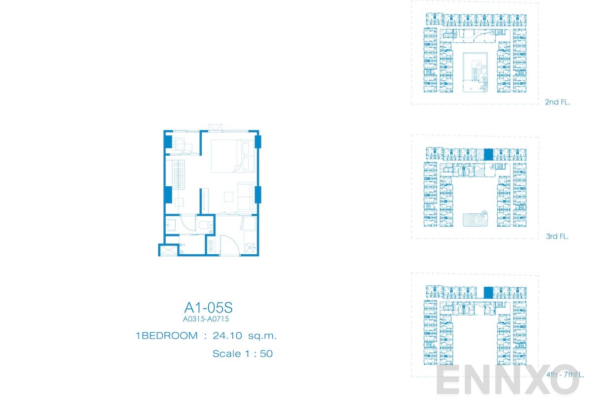 รูปแปลนห้อง A1-05S ของโครงการ Kave Pop Salaya