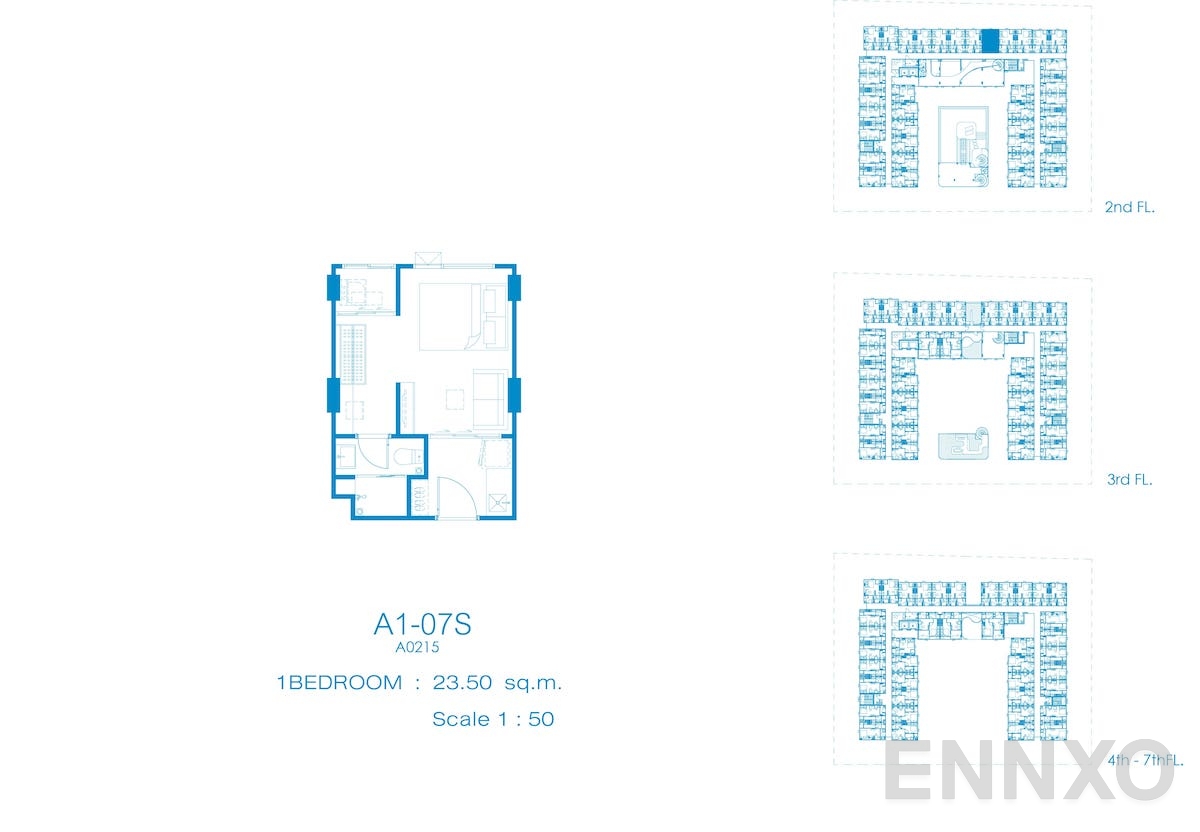 รูปแปลนห้อง A1-07S ของโครงการ Kave Pop Salaya