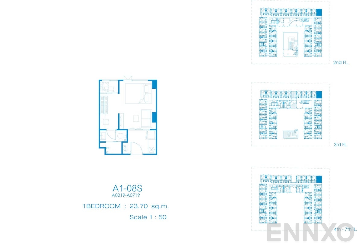 รูปแปลนห้อง A1-08S ของโครงการ Kave Pop Salaya