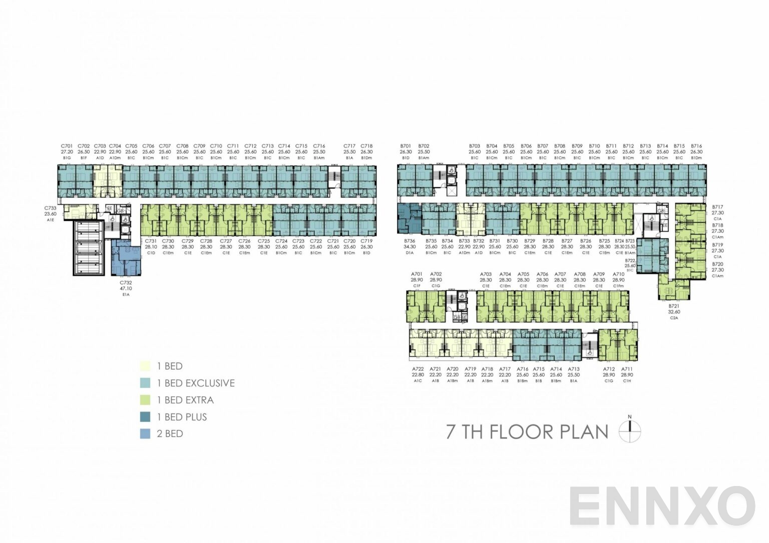 แปลนชั้น 7th Floor ของโครงการ Kave Seed Kaset