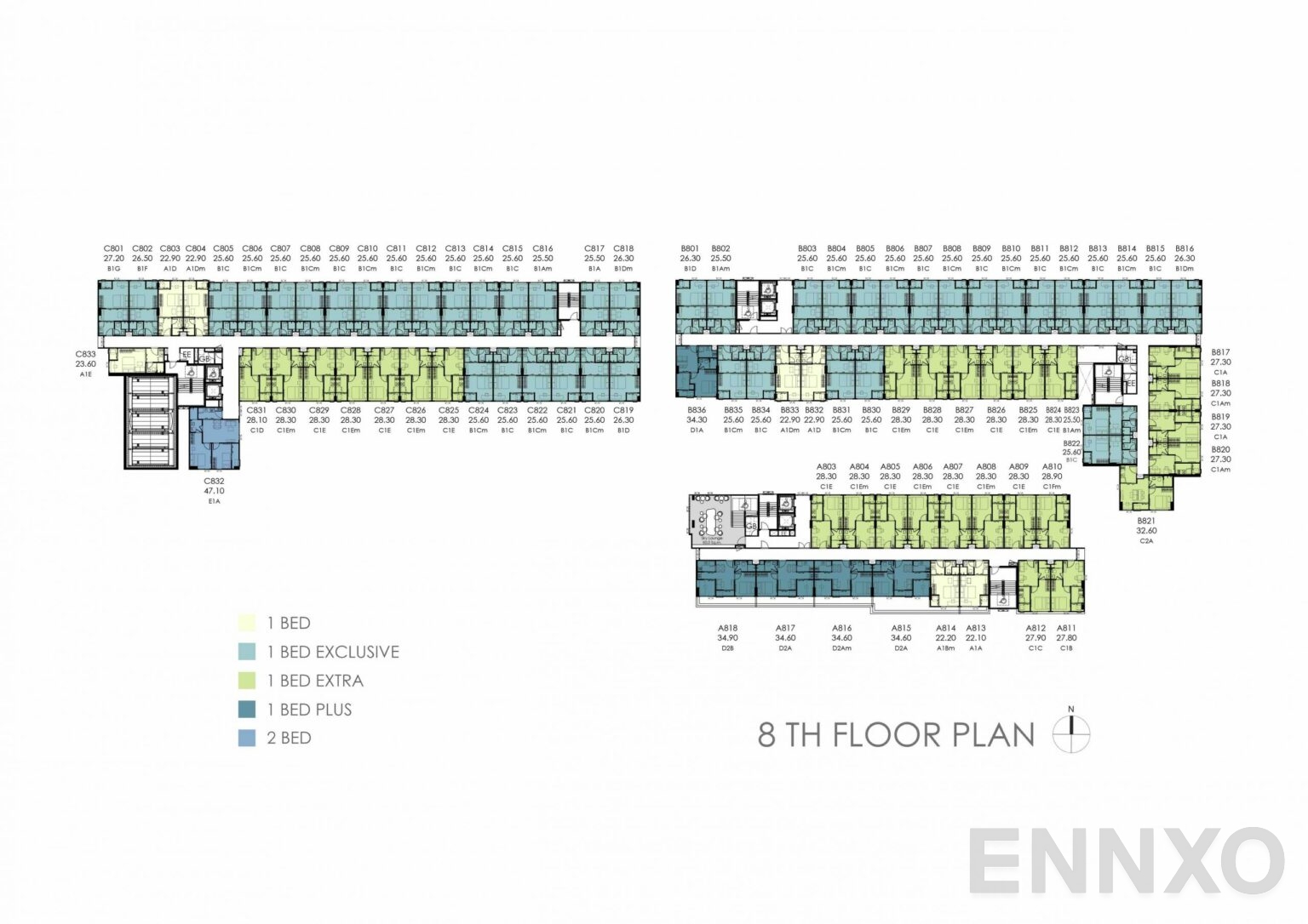 แปลนชั้น 8th Floor ของโครงการ Kave Seed Kaset