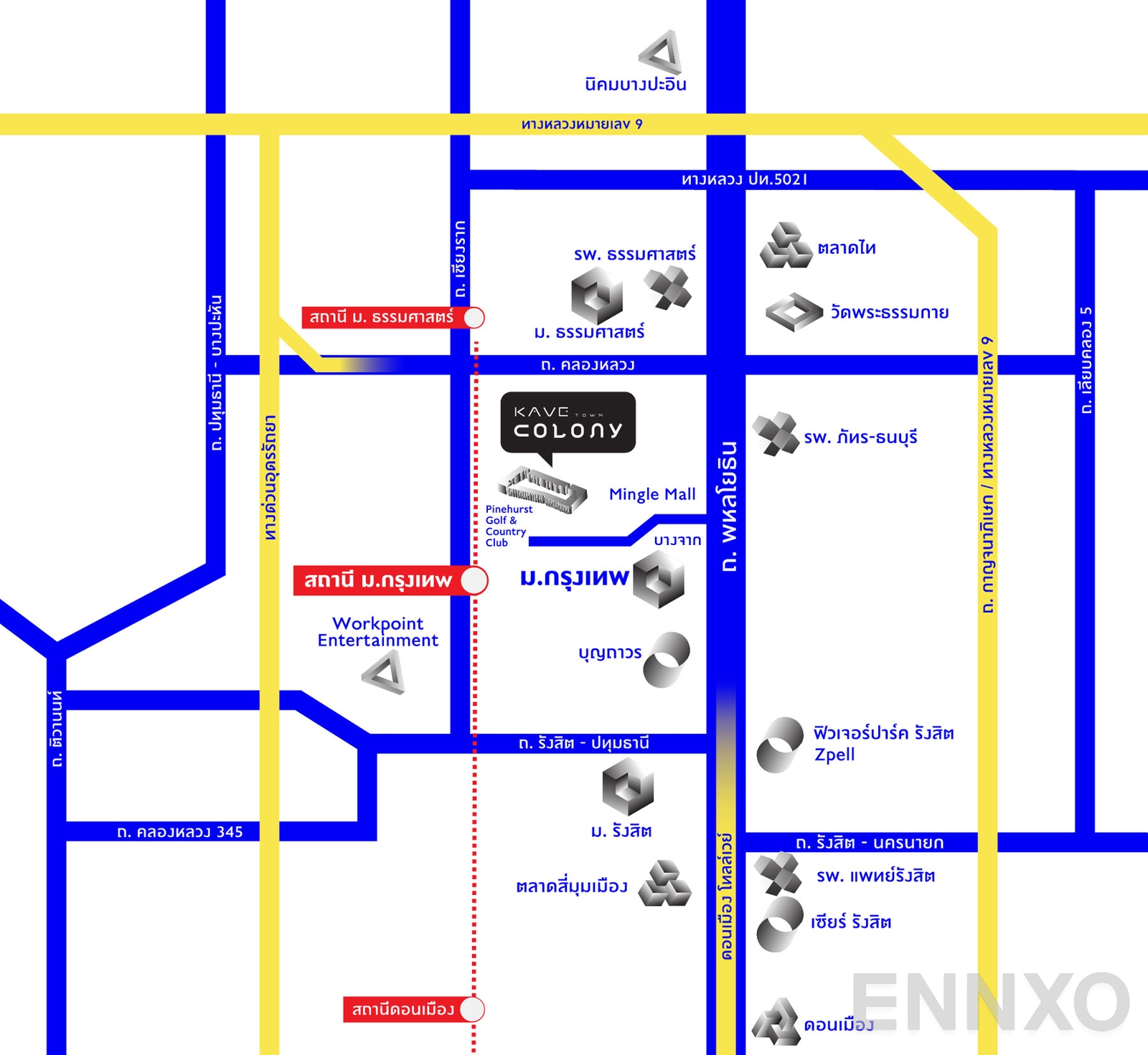 ภาพแผนที่แสดงที่ตั้งโครงการ Kave town colony
(เคฟ ทาวน์ โคโลนี) และสถานที่โดยรอบ