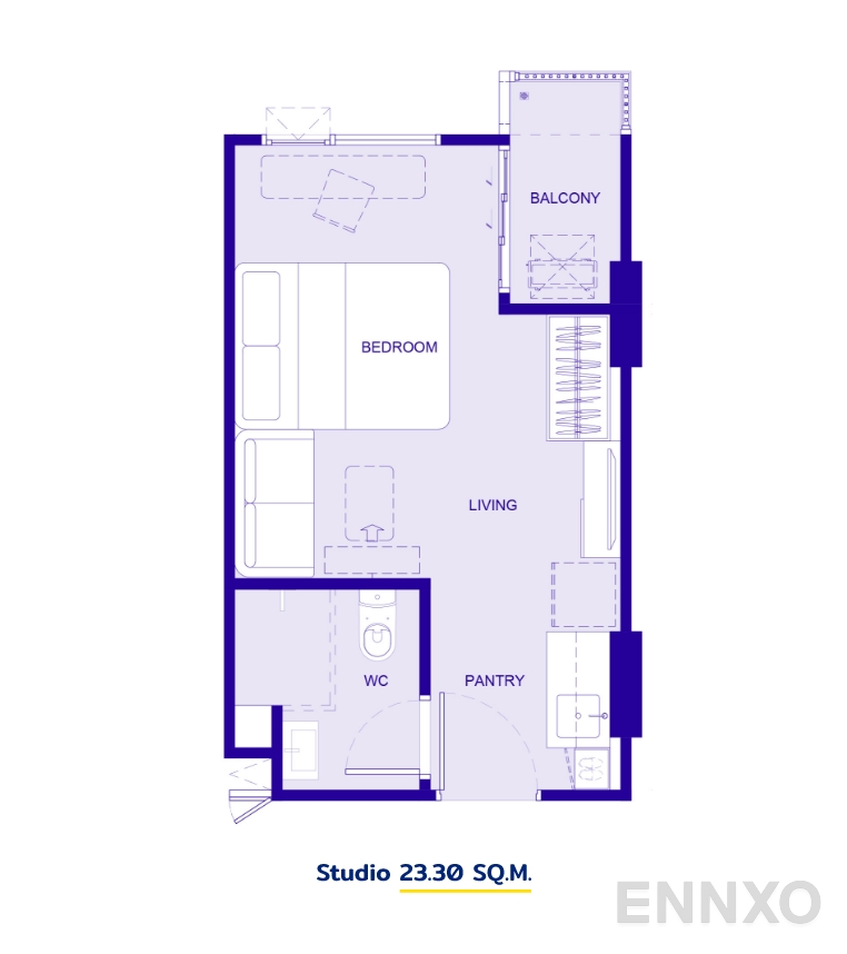 รูปแปลนห้อง Studio ของโครงการ เคฟ ทาวน์ โคโลนี