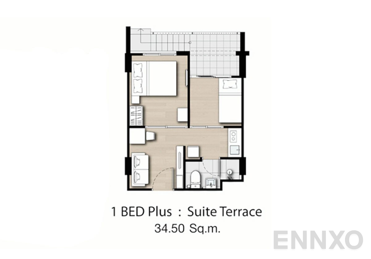 รูปแปลนห้อง Suite Terrace ของโครงการ เคนซิงตัน พหล-เกษตร