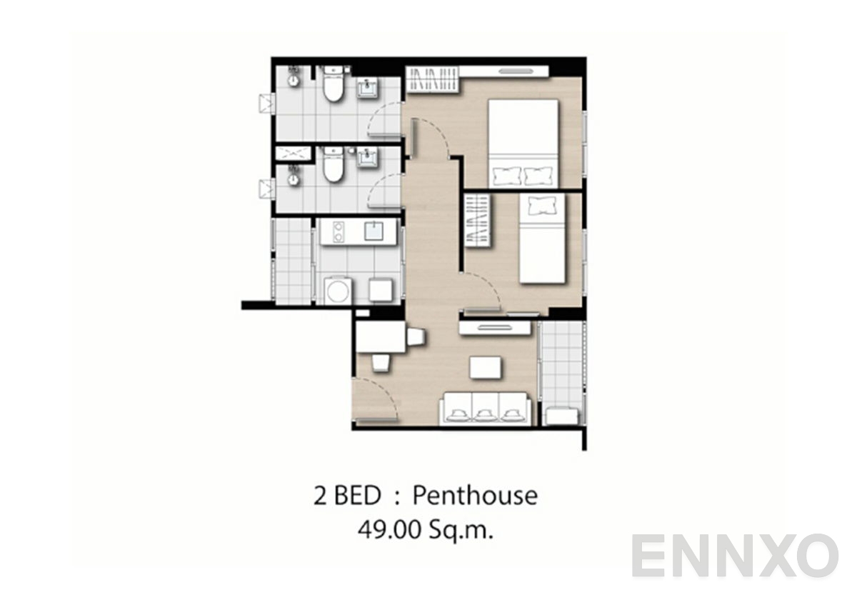 รูปแปลนห้อง Penthouse ของโครงการ เคนซิงตัน พหล-เกษตร