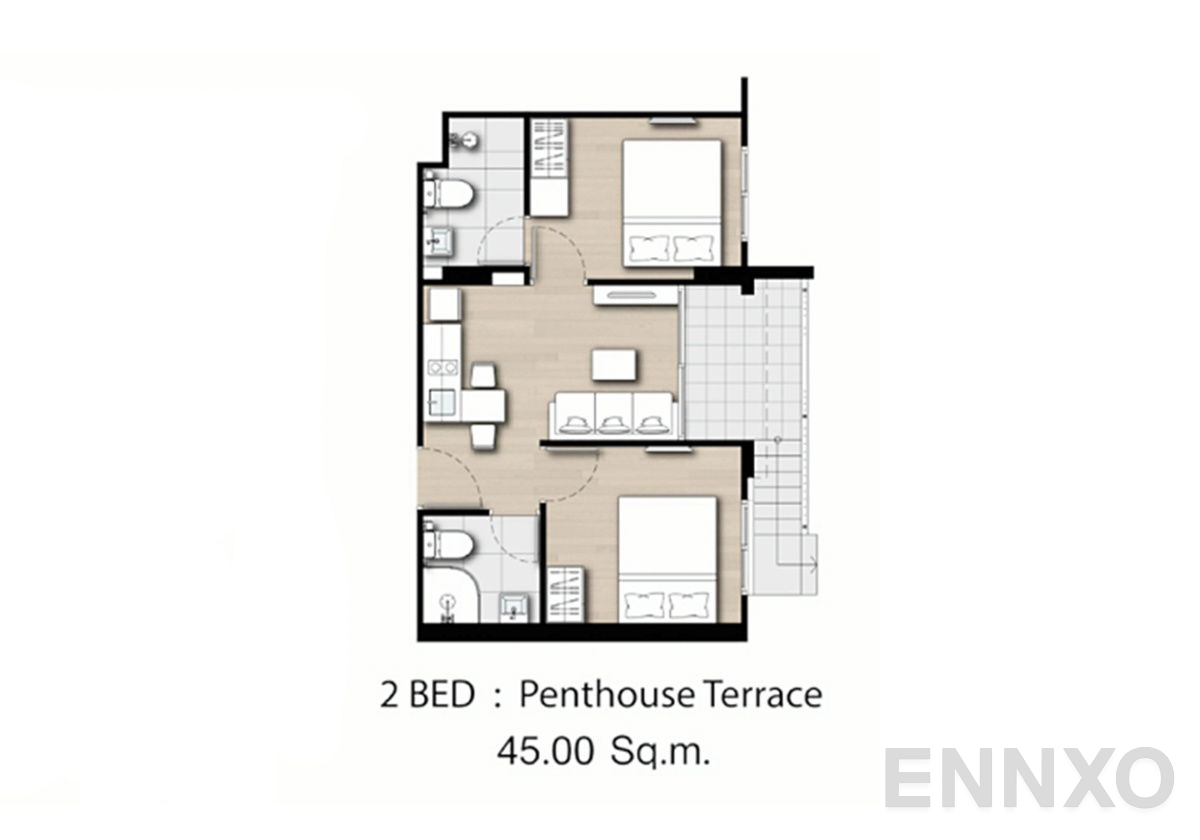 รูปแปลนห้อง Penthouse Terrace ของโครงการ เคนซิงตัน พหล-เกษตร