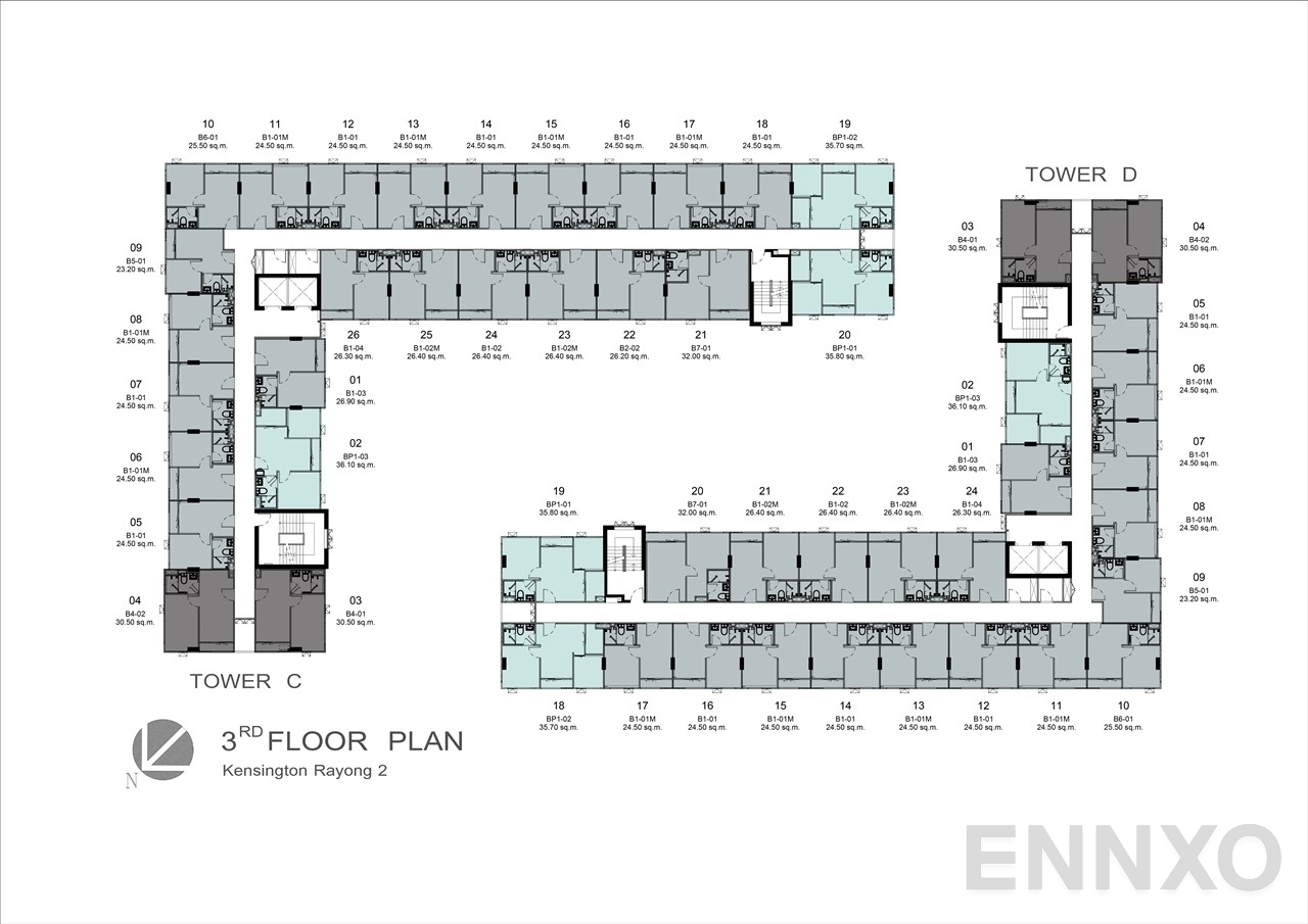 แปลนชั้น 3 Floor Plan ของโครงการ เคนซิงตัน ระยอง 1 , 2