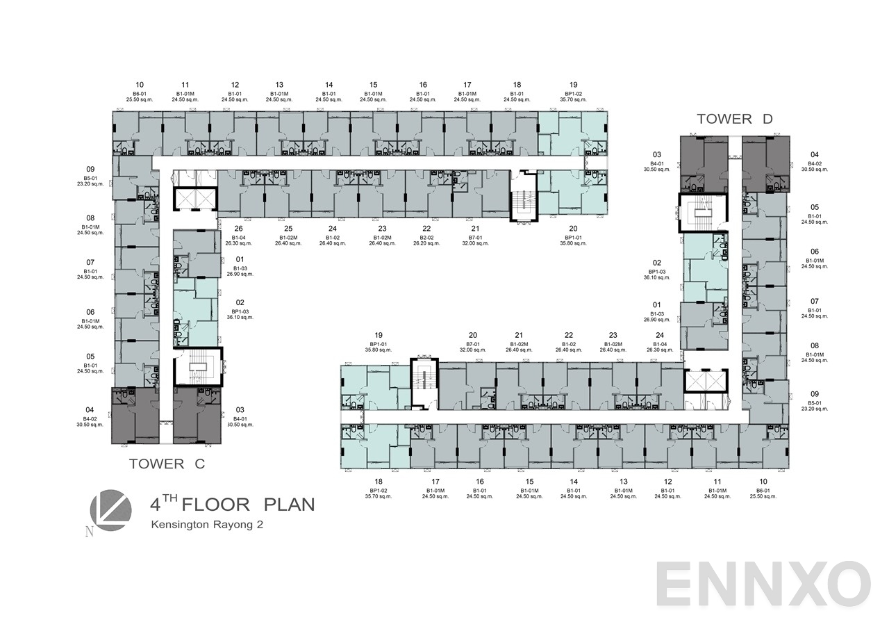 แปลนชั้น 4 Floor Plan ของโครงการ เคนซิงตัน ระยอง 1 , 2