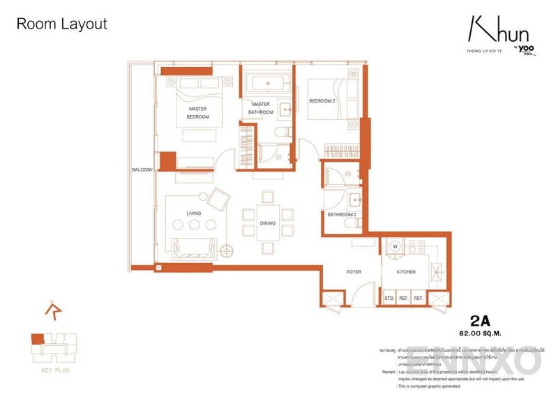 รูปแปลนห้อง 2 Bedrooms ของโครงการ คุณ บาย ยู