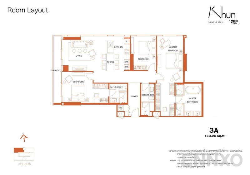 รูปแปลนห้อง 3 Bedrooms ของโครงการ คุณ บาย ยู
