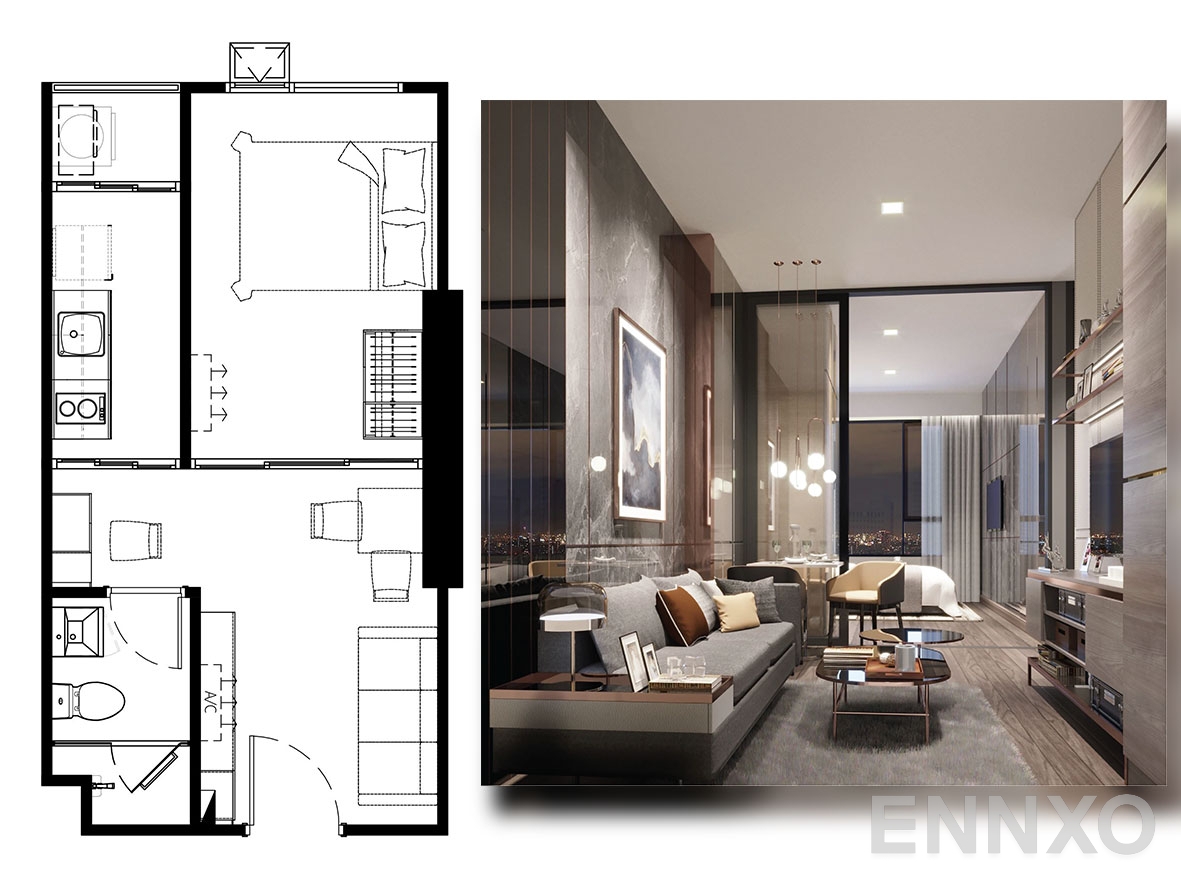 รูปแปลนห้อง UNIT 4 ของโครงการ ไนท์บริดจ์ คอลลาจ สุขุมวิท 107